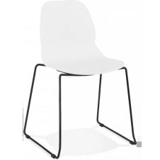 Chaise design minimaliste couleur blanc pieds noir