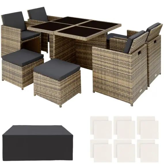 Salon de jardin MANHATTAN 8 places avec 2 sets de housses