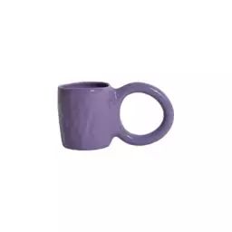 Tasse à café Donut en Céramique, Faïence émaillée – Couleur Violet – 17 x 17.54 x 9 cm – Designer Pia Chevalier