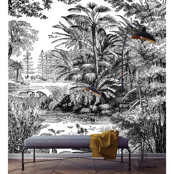 Papier peint panoramique gravure tropiques 270x195cm