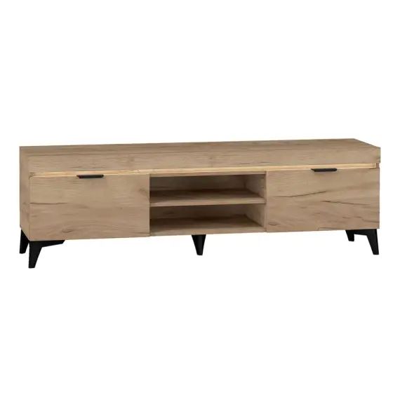 Meuble tv 2 portes 157 cm naturel