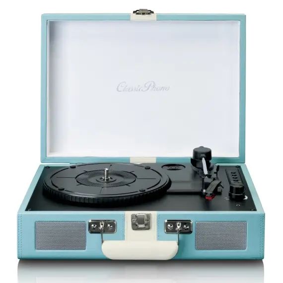Platine vinyle bluetooth avec haut-parleurs bleu