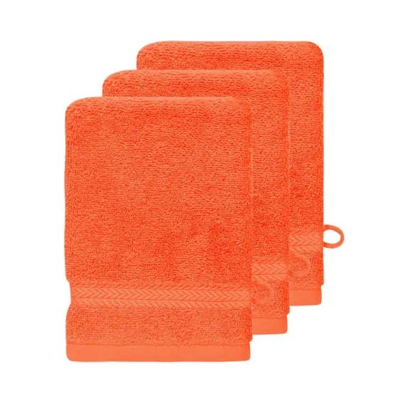Lot de 3 gants de toilette 550gr/m²  corail 16×22 cm
