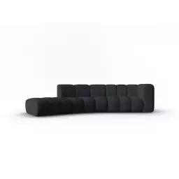 Canapé gauche 5 places en tissu chenille noir