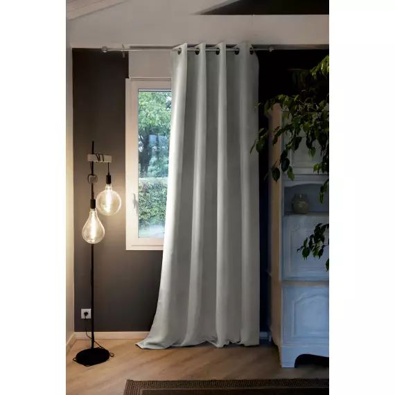 Rideau occultant doublure polaire polyester gris 140×280 cm