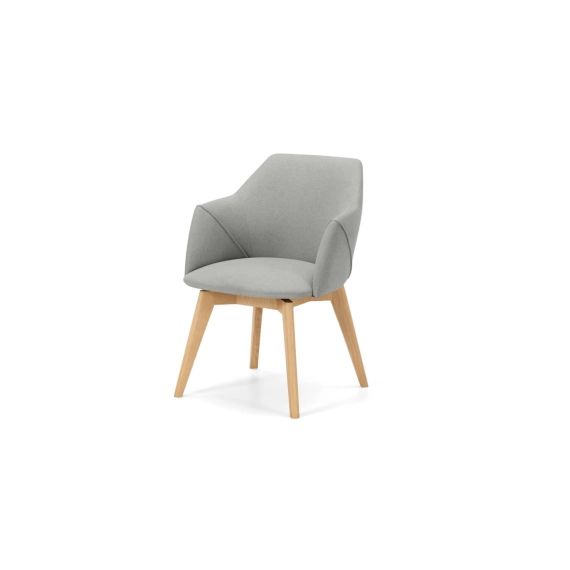 Lule, chaise de bureau pivotante, gris grêle et chêne