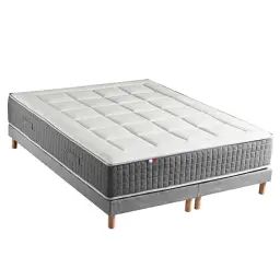 Ensemble matelas ressort 7 zones sommier gris 160×200