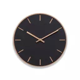 Horloge murale en linoléum noir D28cm