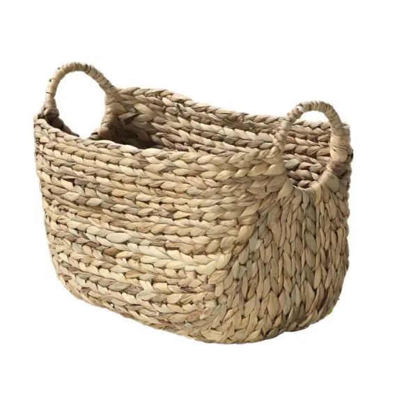 Panier en Jacinthe d&rsquo;eau avec poignées – L40xP23xH26 – Beige