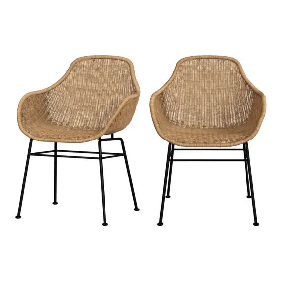 Chaise en résine tressée naturelle (lot de 2)