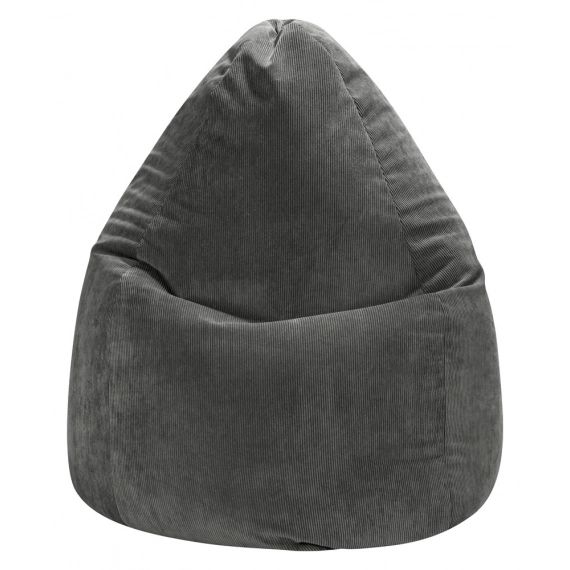 Pouf poire en velours côtelé anthracite