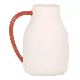 Vase en porcelaine blanche et anse rouge H12
