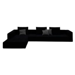Canapé 3 places ou + Kilt en Cuir – Couleur Noir – 181.71 x 300 x 64 cm – Designer Emaf Progetti