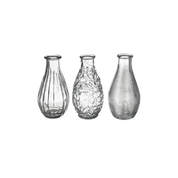 Set de 3 vases en verre – 6.8×6.8x14cm