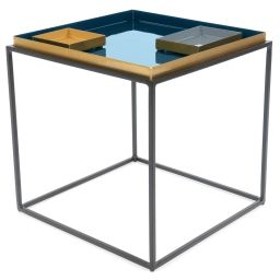 Table d’appoint carré couleur bleu et orange l45cm