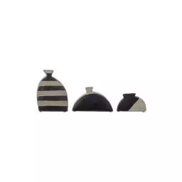 Lot de 3 vases noir en terre cuite