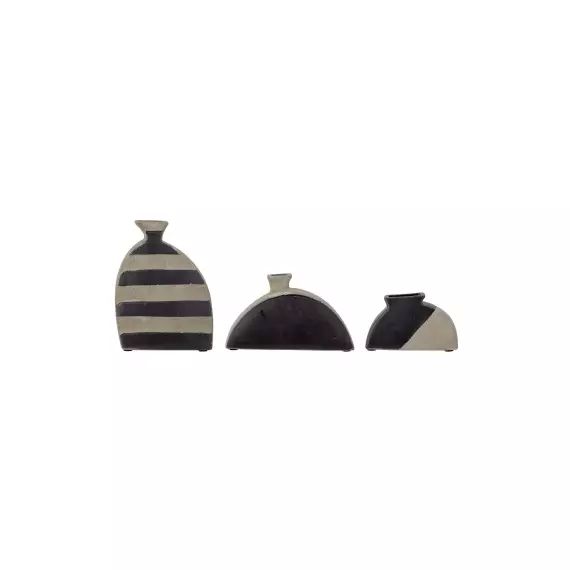 Lot de 3 vases noir en terre cuite