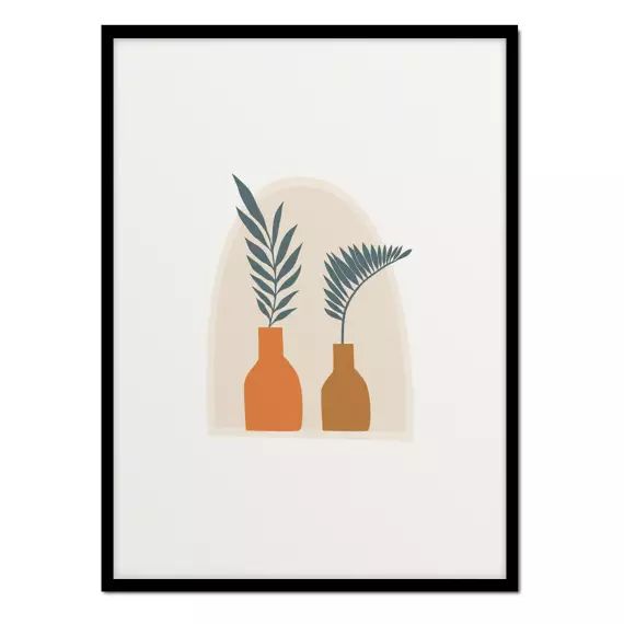 Affiche avec cadre noir – Illustration Vases – 30×40