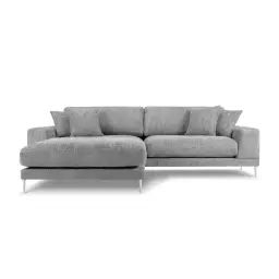 Canapé d’angle gauche 5 places en tissu structuré gris