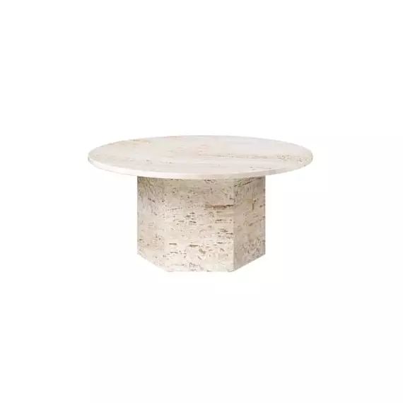 Table basse Epic en Pierre, Travertin – Couleur Blanc – 73.99 x 73.99 x 38.5 cm – Designer GamFratesi