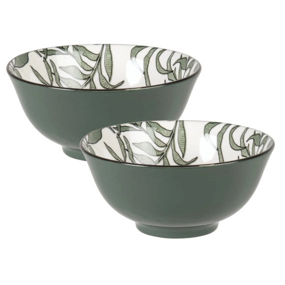 Bol en porcelaine verte motif végétal