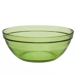 Saladier empilable 1,59L en verre trempé résistant teinté vert jungle