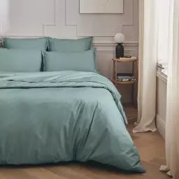 Parure de lit en percale de coton bleu archipel 200×200