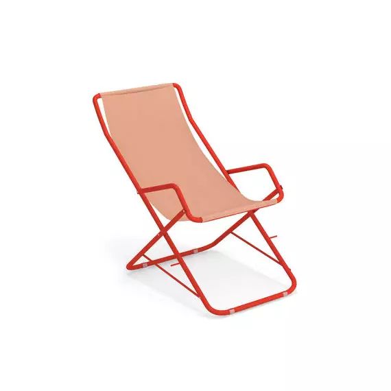 Chaise longue pliable Bahama en Métal, Tissu technique – Couleur Orange – 58.28 x 58 x 95 cm