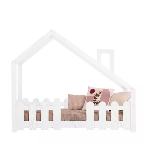 Lit cabane 70×140 sommier inclus Blanc