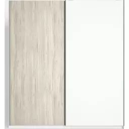 Armoire 2 portes blanc et effet bois 182 cm