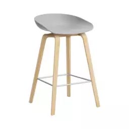 Tabouret de bar About a stool en Plastique, Chêne savonné – Couleur Gris – 47 x 43 x 75 cm – Designer Hee Welling