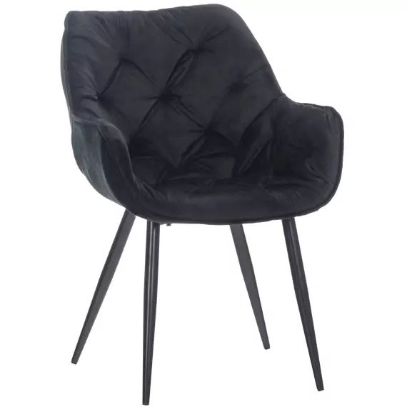 Chaise de salle à manger avec accoudoirs en velours Noir