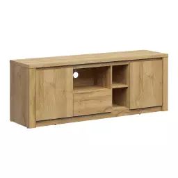 Meuble tv 2 portes 1 tiroir 160 cm naturel