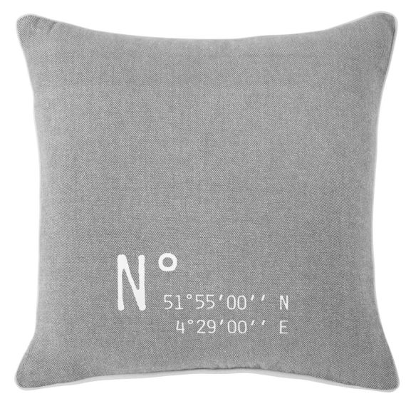 Coussin en coton bio tissé gris chiné 45×45