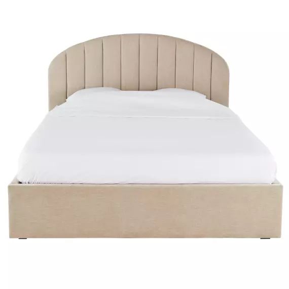 Lit coffre beige 160X200 avec sommier à lattes