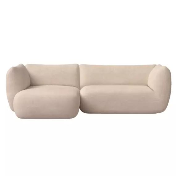 Canapé d’angle gauche  2 places en tissu brun clair