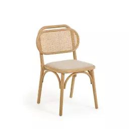 Doriane – Lot de 2 chaises en chêne et rotin – Couleur – Bois clair