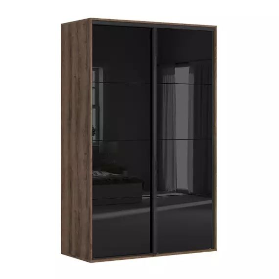 Armoire 2 portes L150 x H240 cm stratifiés naturel et noir