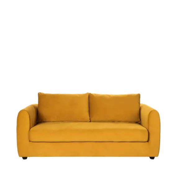 Sarra – Canapé convertible 3 places en velours – Couleur – Jaune moutarde