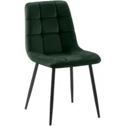 Chaise de salle à manger avec pieds en métal en velours Vert