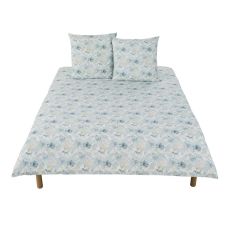 Parure de lit en coton bio rose et bleu canard imprimé 220×240