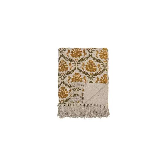 Plaid Plaids en Tissu, Coton recyclé – Couleur Jaune – 160 x 130 x 2 cm