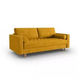 Canapé 3 places en tissu structuré jaune