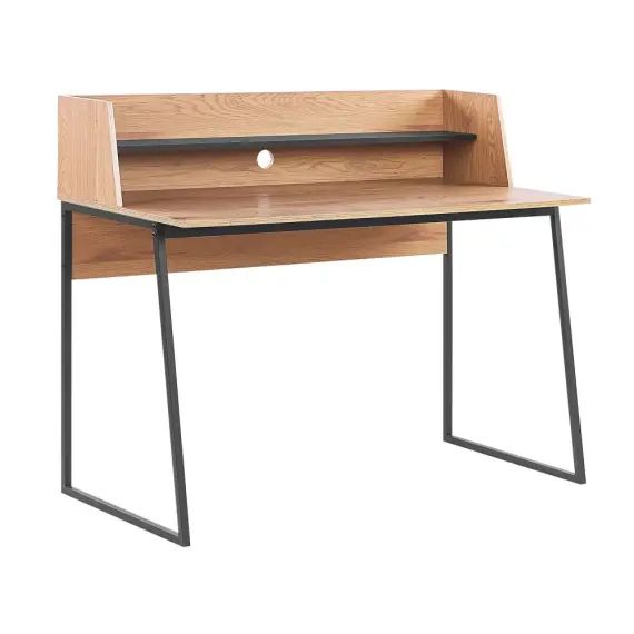 Bureau avec étagère 120 x 59 cm bois clair et noir