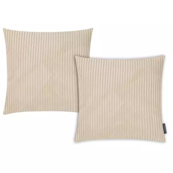 Housses de coussin velours côtelé ivoire – Lot de 2 – 45×45