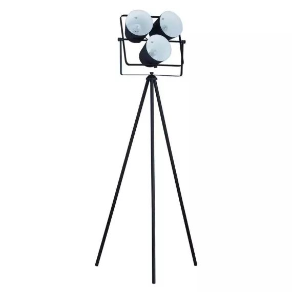 Lampadaire  trépied en métal noir 3 projecteurs inclinables
