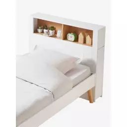 Tête de lit avec rangement coulissable blanc