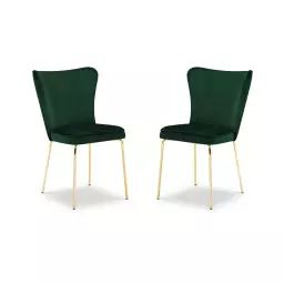 Set de 2 chaises 1 place en velours vert bouteille