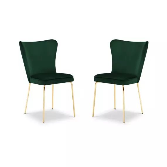 Set de 2 chaises 1 place en velours vert bouteille