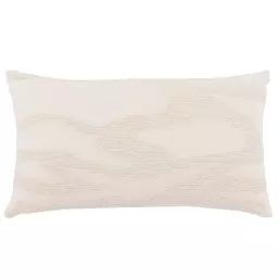 Housse de coussin en coton motif brodé beige crème 50×30